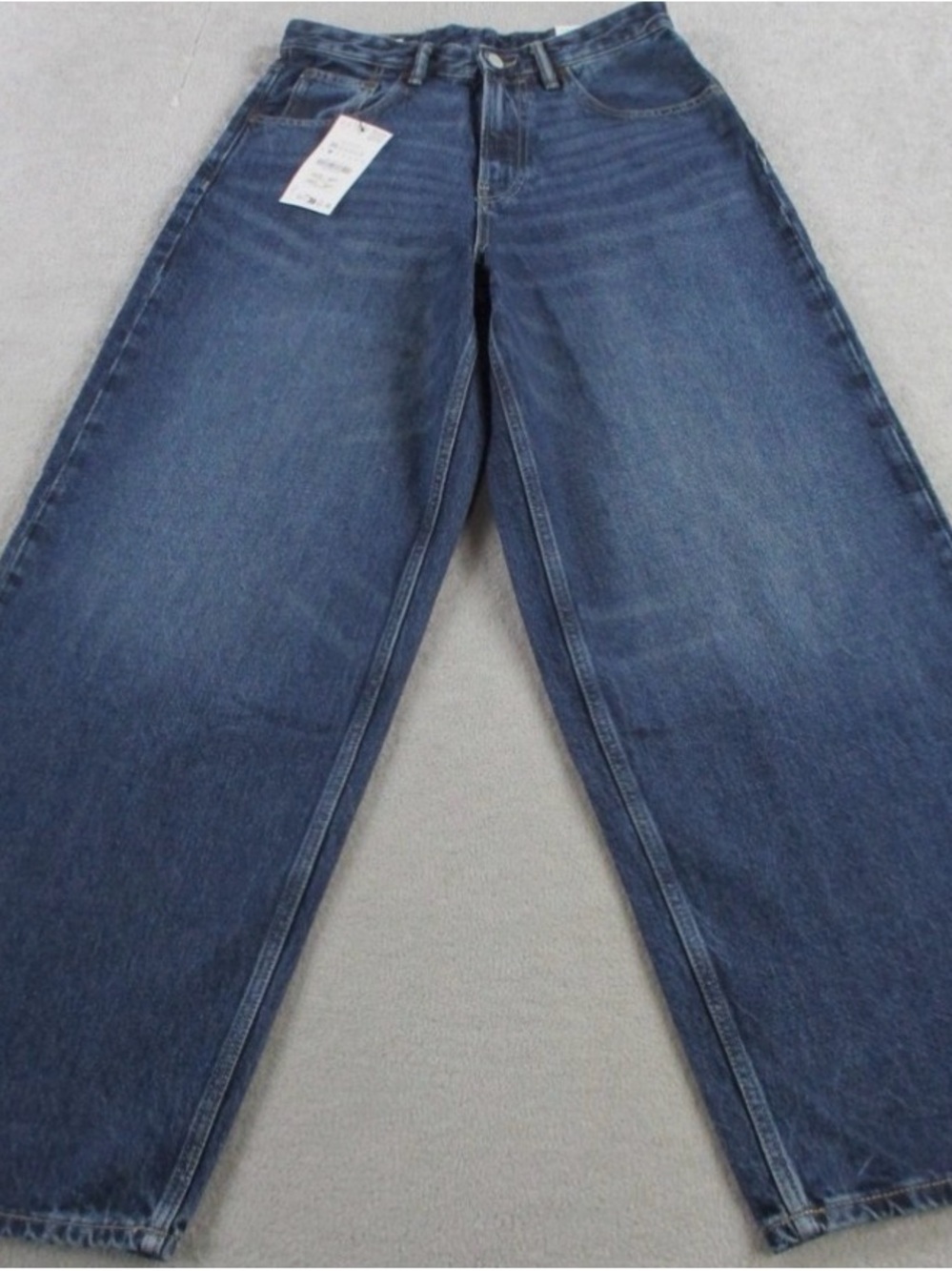 Zara Jeans Mens 29 Blue Denim Extra Baggy Mid Waist Wide Leg Relaxed Loose NEW